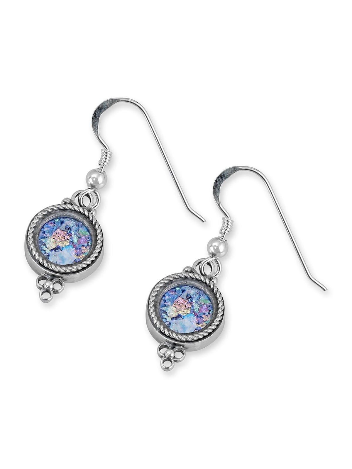 Rafael Jewelry Boucles d'oreilles romaines en verre et cercle argenté