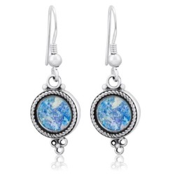Rafael Jewelry Roman Glass and Silver Circle Earrings