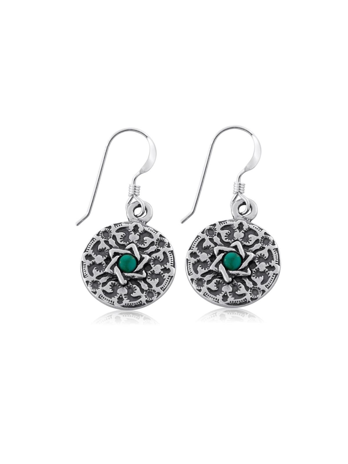 Shema Yisrael: Sterling Silver Star of David Earrings with Turquoise o