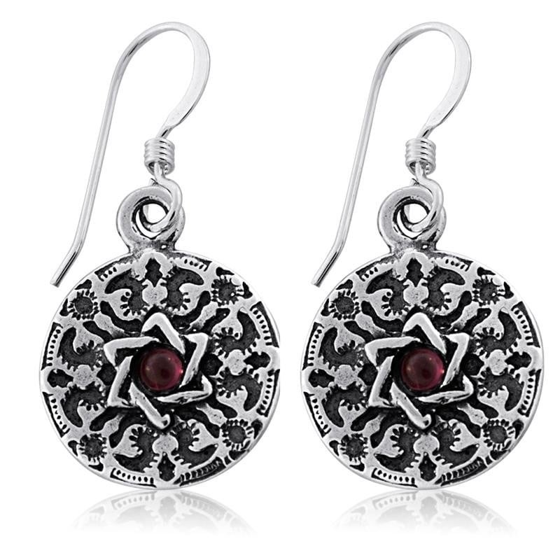 Shema Yisrael: Sterling Silver Star of David Earrings with Turquoise o