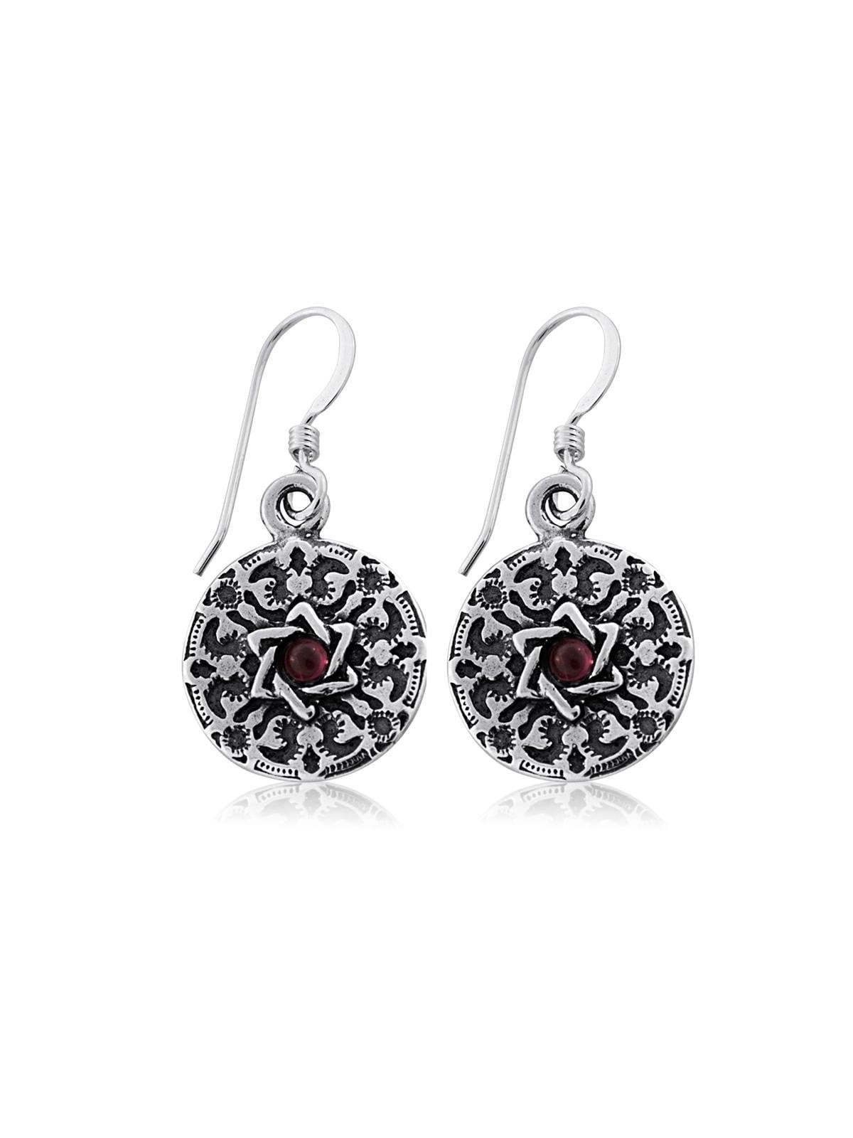 Shema Yisrael: Sterling Silver Star of David Earrings with Turquoise o