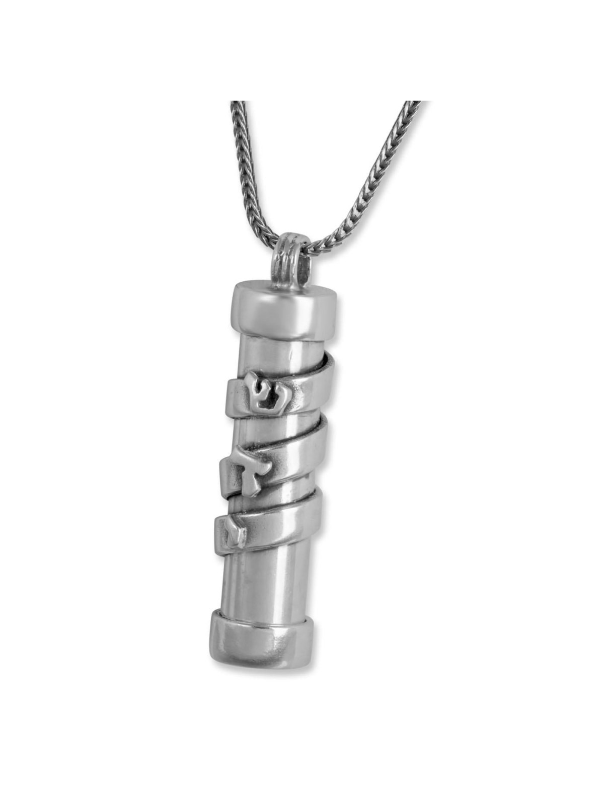 Sterling Silver Men's Mezuzah Necklace with Hollow and God's Name