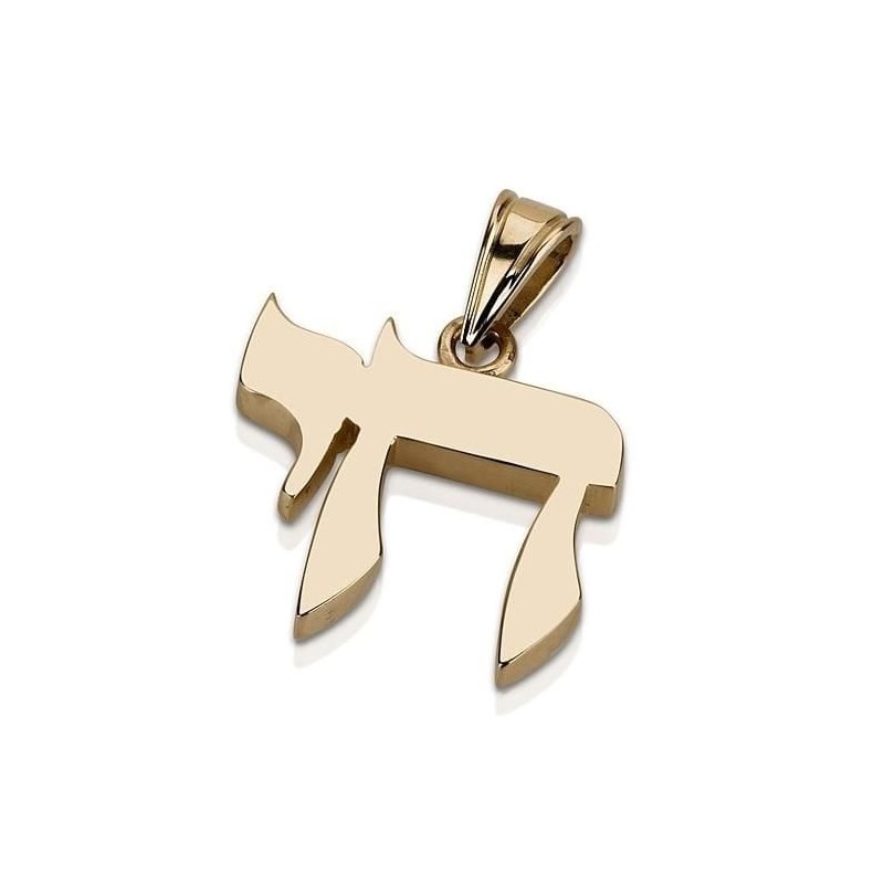 Collier pendentif style Chai en or 14 carats - Or jaune ou blanc
