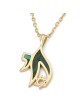 14K Gold Star of David and Eilat Stone Chai Pendant Necklace