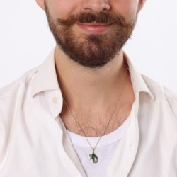 14K Gold Star of David and Eilat Stone Chai Pendant Necklace