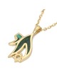 Collier pendentif Chai étoile de David et pierre d'Eilat en or 14 carats