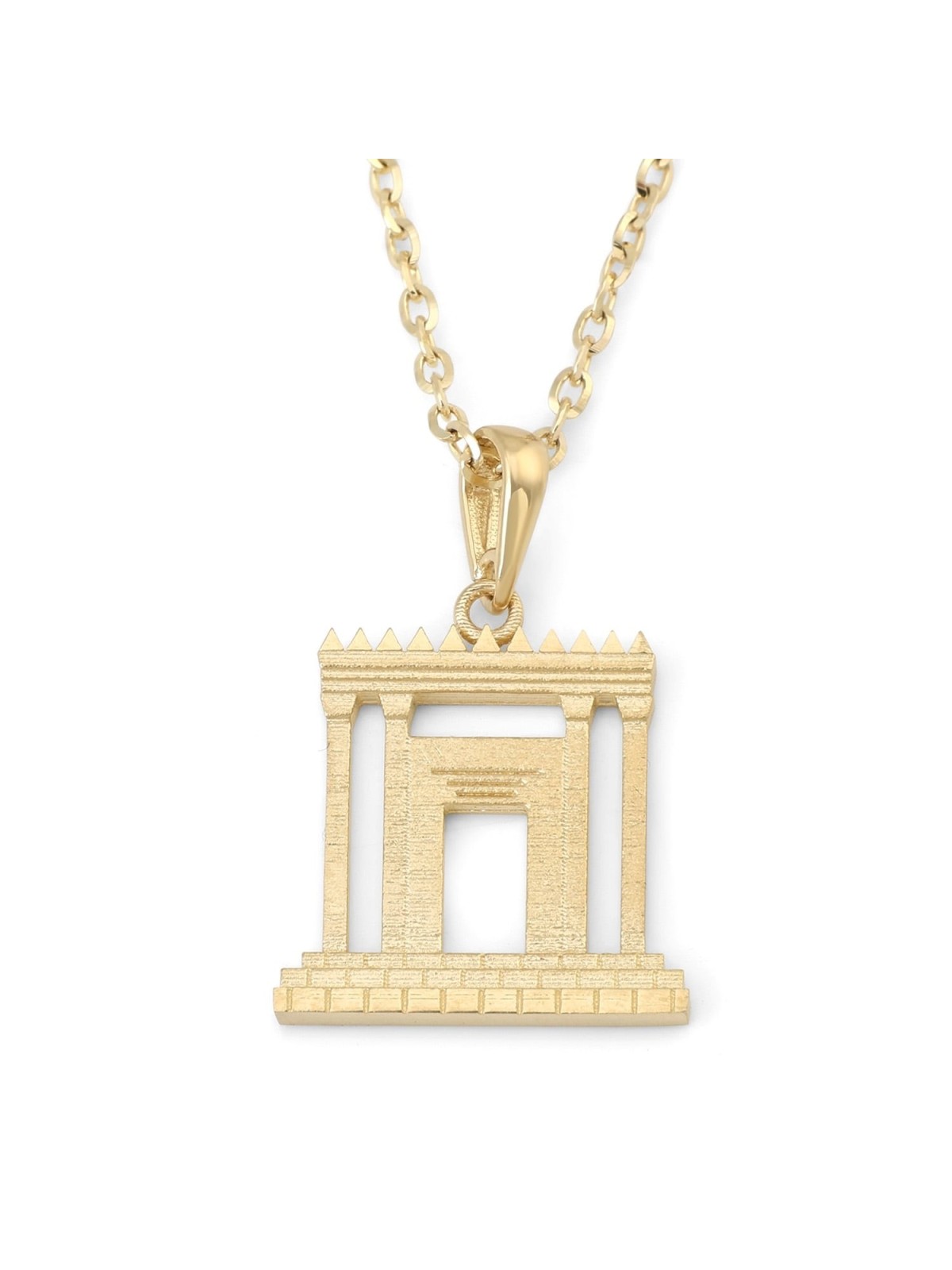 14K Gold and Eilat Stone Jerusalem Temple Beit Hamikdash Pendant Neckl