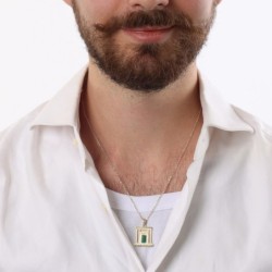 14K Gold and Eilat Stone Jerusalem Temple Beit Hamikdash Pendant Neckl