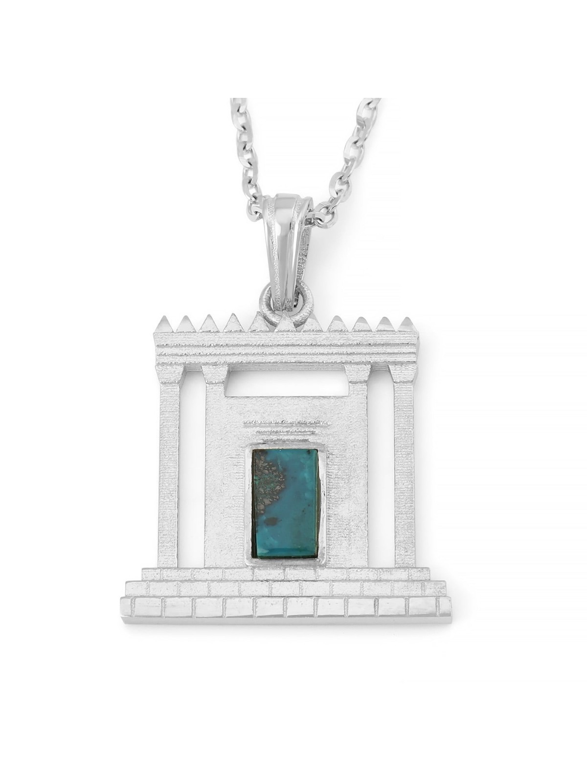 14K Gold and Eilat Stone Jerusalem Temple Beit Hamikdash Pendant Neckl