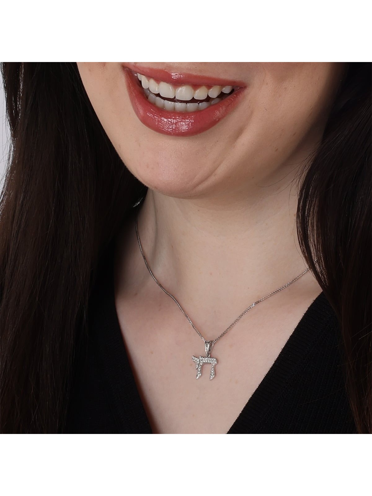 Pendentif Chai en or 14 carats avec diamants - Or jaune ou blanc