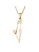 Collier pendentif carte d'Israël en or 14 carats avec cœur pour femme