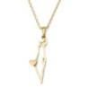 14K Gold Map of Israel with Heart Women's Pendant Necklace