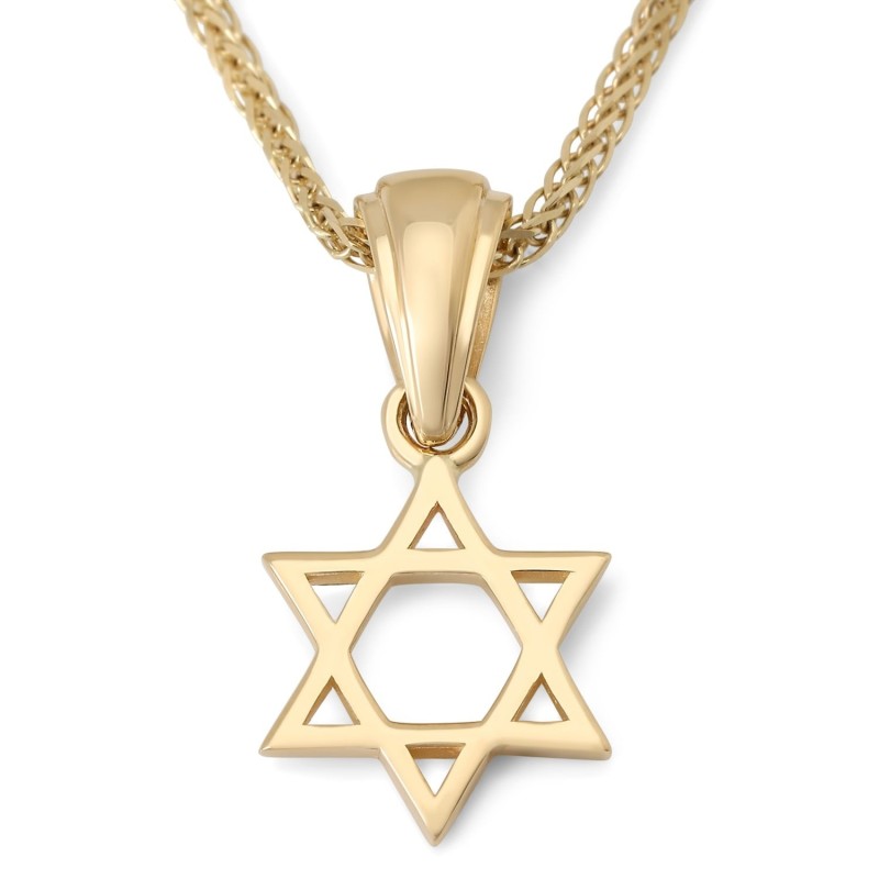 תליון מגן דוד קטן מלוטש זהב 14 קראט לנשים