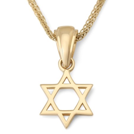 תליון מגן דוד קטן מלוטש זהב 14 קראט לנשים