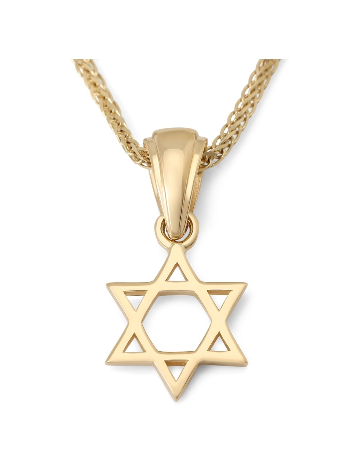 Petit pendentif étoile de David en or poli 14 carats pour femme