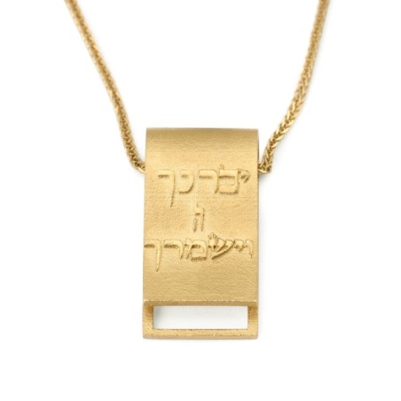 Parchemin en or 14 carats avec pendentif bénédiction sacerdotale