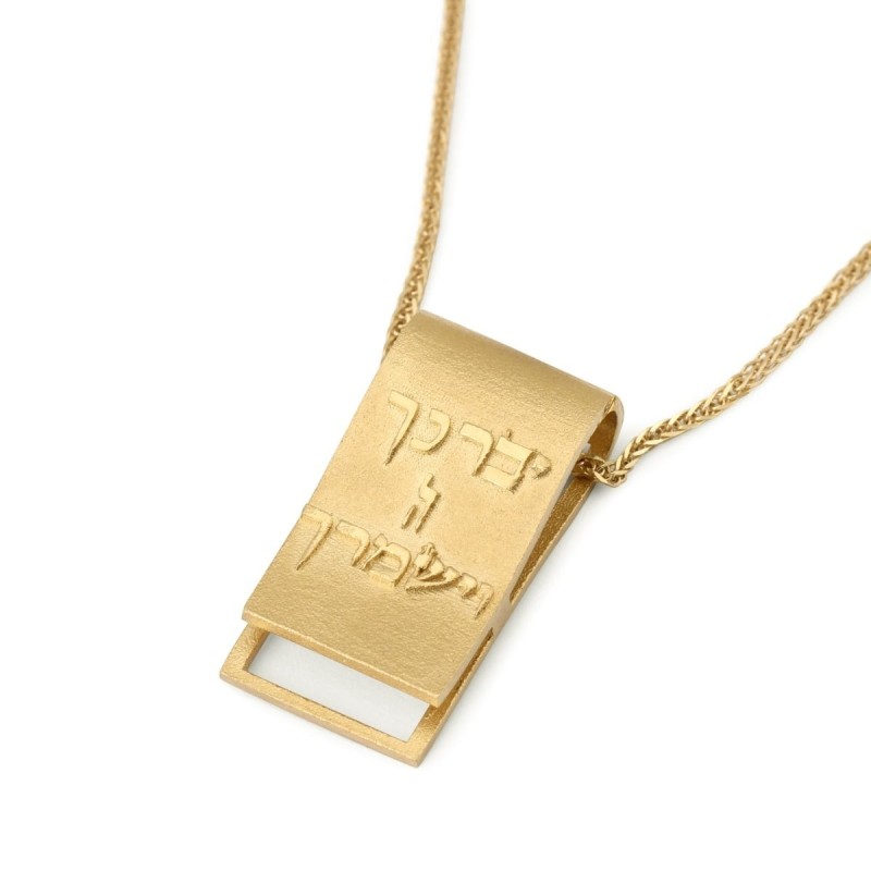 Parchemin en or 14 carats avec pendentif bénédiction sacerdotale