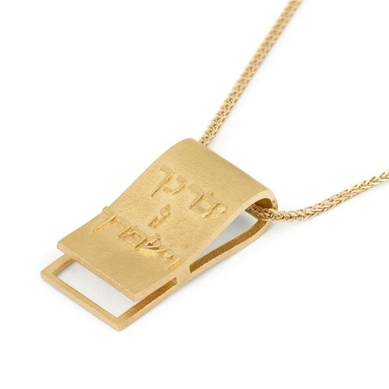 Parchemin en or 14 carats avec pendentif bénédiction sacerdotale
