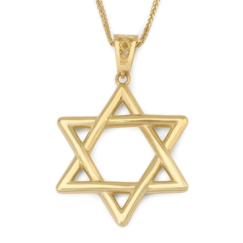 Pendentif grande étoile de David tissée en or 14 carats