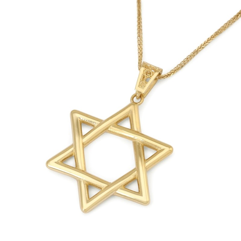 Pendentif grande étoile de David tissée en or 14 carats
