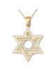 Pendentif étoile de David en or 14 carats et émail blanc avec zircone cubique St