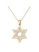 14K Gold and White Enamel Star of David Pendant with Cubic Zirconia St