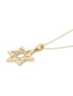 14K Gold and White Enamel Star of David Pendant with Cubic Zirconia St