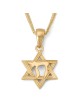 Pendentif étoile de David et Chai doublé d'or jaune 14 carats