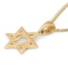 14K Yellow Gold Lined Star of David and Chai Pendant