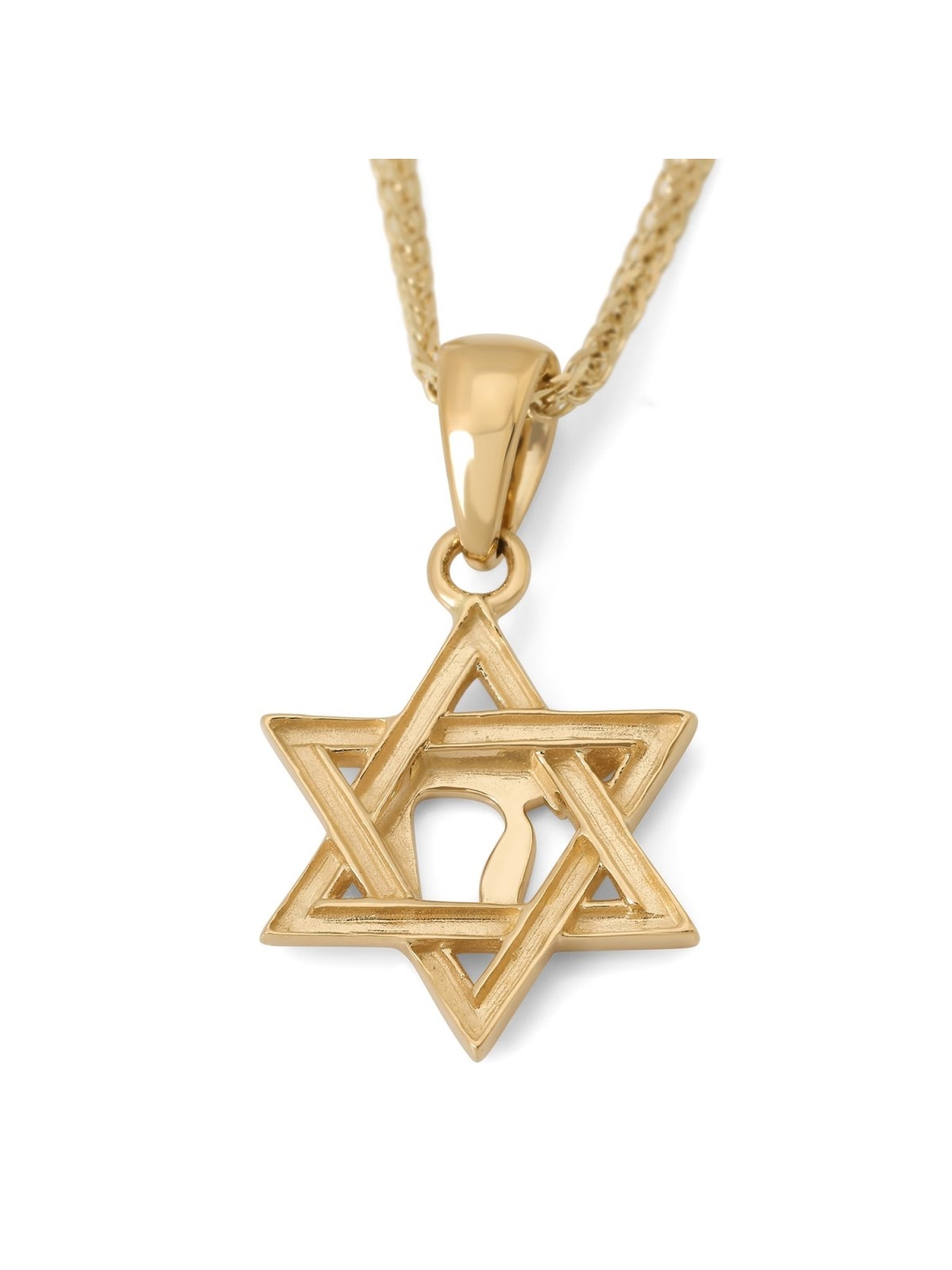 Pendentif étoile de David et Chai doublé d'or jaune 14 carats
