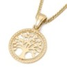 Round 14K Yellow Gold Tree of Life Pendant for Women
