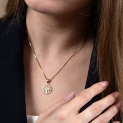 Round 14K Yellow Gold Tree of Life Pendant for Women