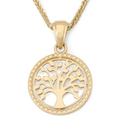 Round 14K Yellow Gold Tree of Life Pendant for Women
