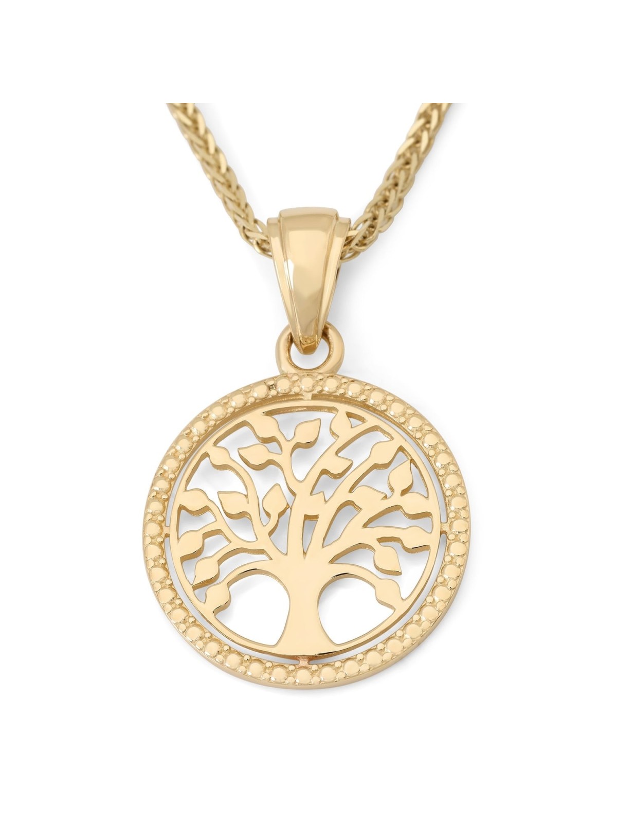 Round 14K Yellow Gold Tree of Life Pendant for Women