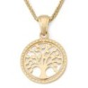 Round 14K Yellow Gold Tree of Life Pendant for Women