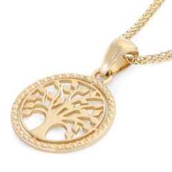 Round 14K Yellow Gold Tree of Life Pendant for Women