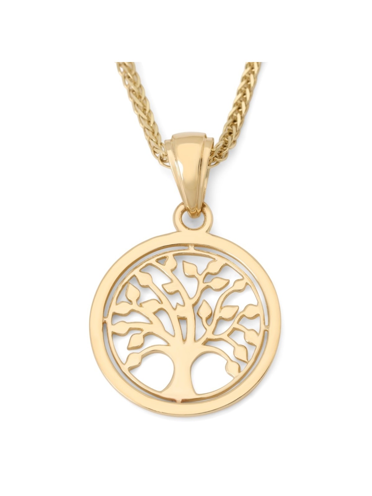 Pendentif rond arbre de vie en or jaune 14 carats pour femme