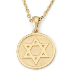 Round 14K Gold Unisex Star of David Pendant