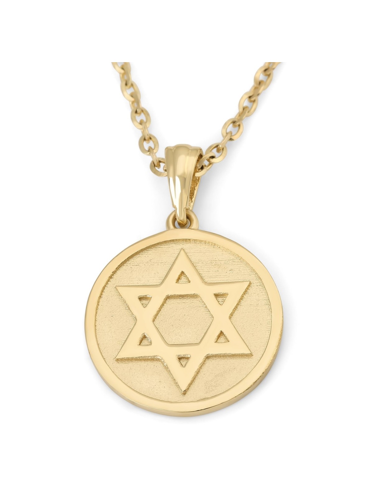 Round 14K Gold Unisex Star of David Pendant