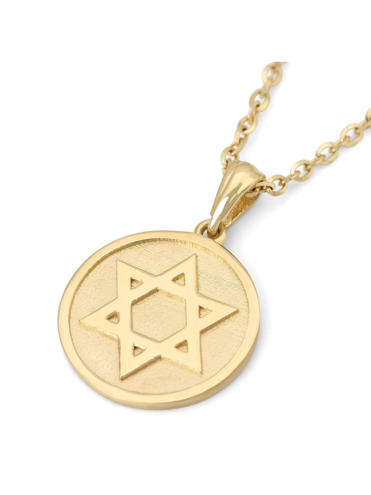 Round 14K Gold Unisex Star of David Pendant