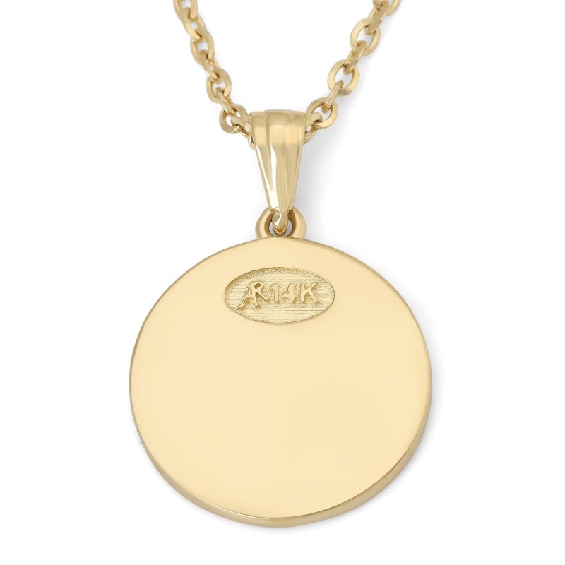 Pendentif étoile de David unisexe rond en or 14 carats