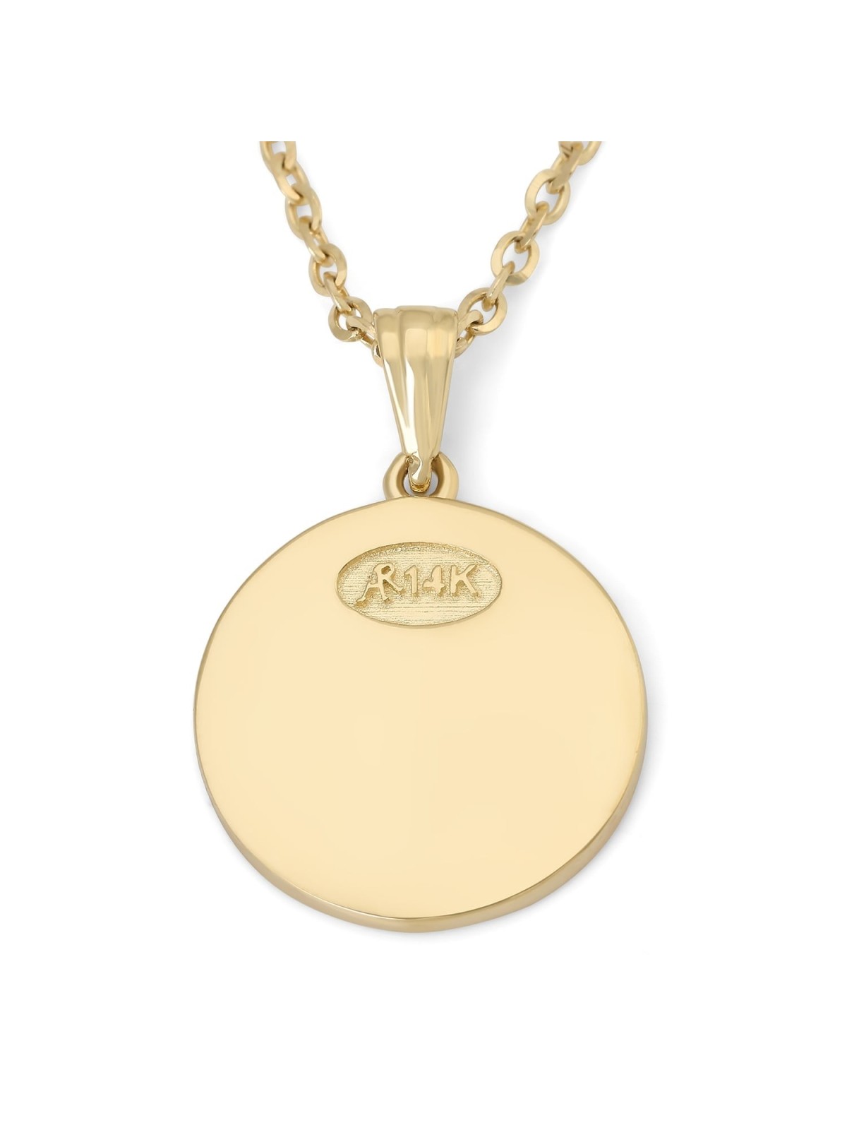 Pendentif étoile de David unisexe rond en or 14 carats