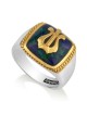 Sterling Silver and Gold Plated David's Harp Men's Ring with Eilat Sto