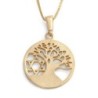 14K Gold Tree of Life and Star of David Pendant Necklace (Choice of Co