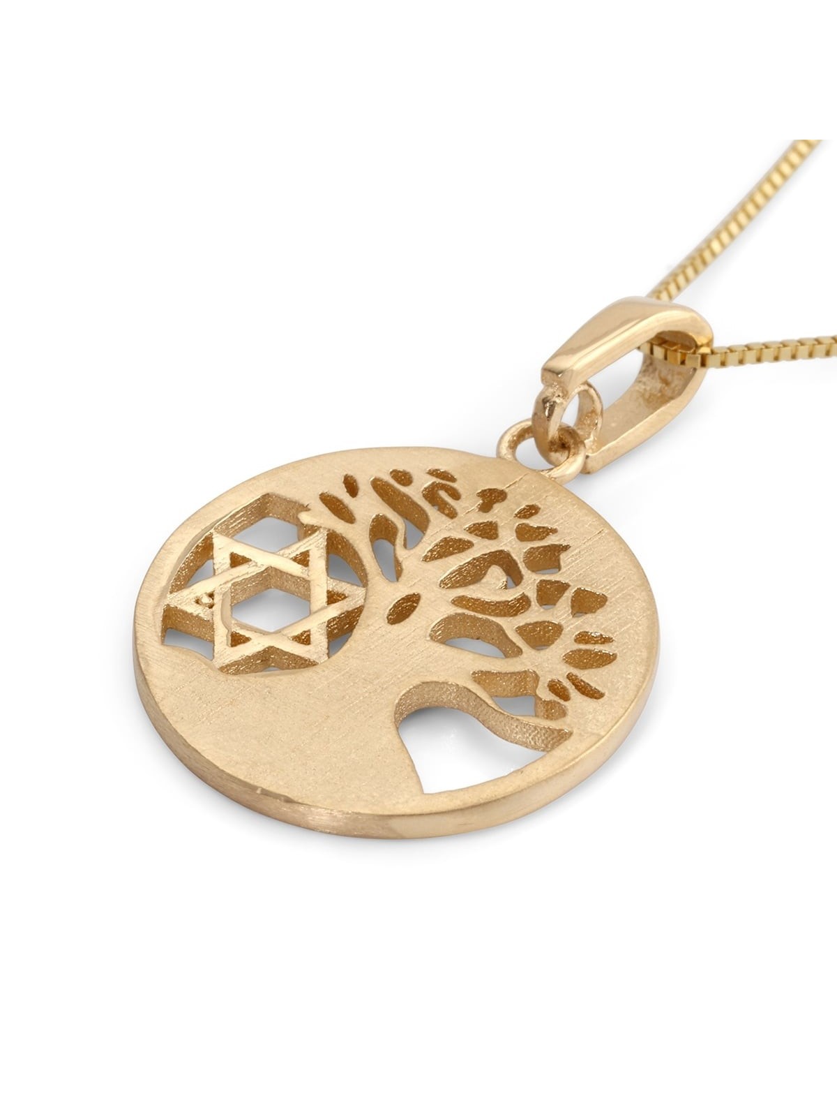 Collier pendentif arbre de vie et étoile de David en or 14 carats (choix de co
