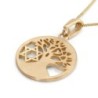 14K Gold Tree of Life and Star of David Pendant Necklace (Choice of Co