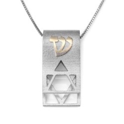Luxury 14K Gold Star of David Folded Tab Pendant Necklace
