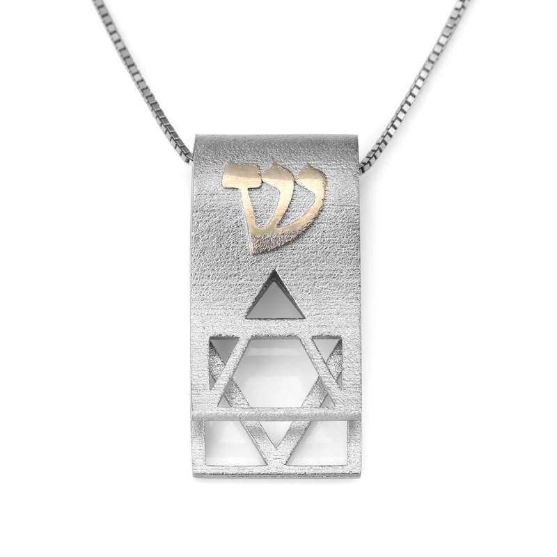 שרשרת תליון תליון מגן דוד זהב 14K יוקרתי 14K טאב מקופל