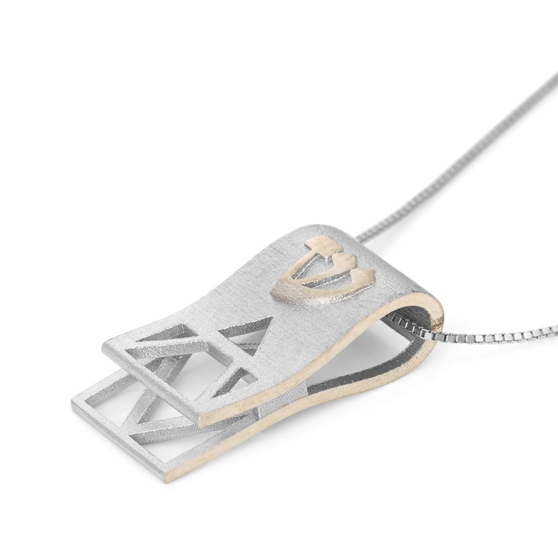 שרשרת תליון תליון מגן דוד זהב 14K יוקרתי 14K טאב מקופל