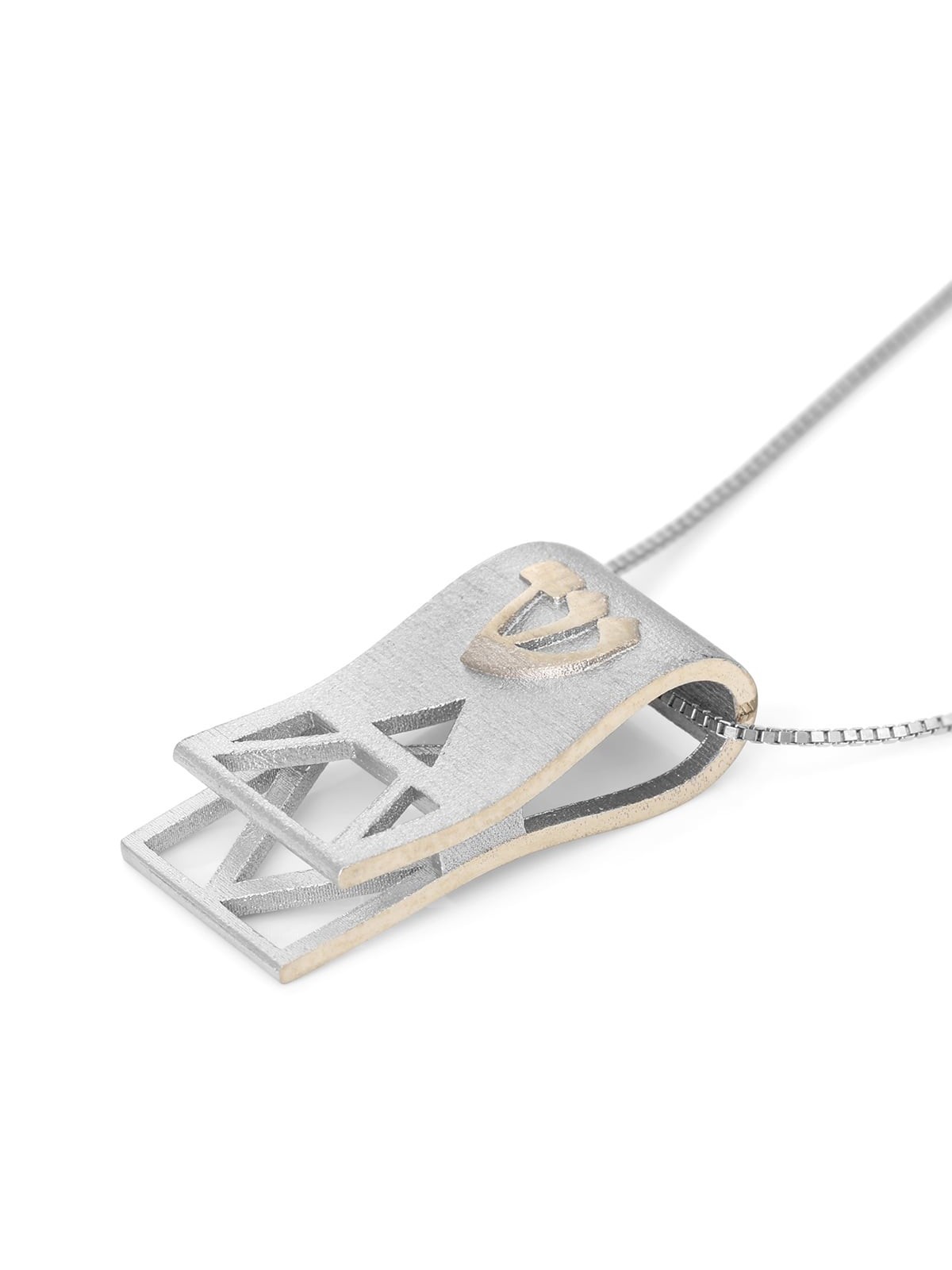 שרשרת תליון תליון מגן דוד זהב 14K יוקרתי 14K טאב מקופל
